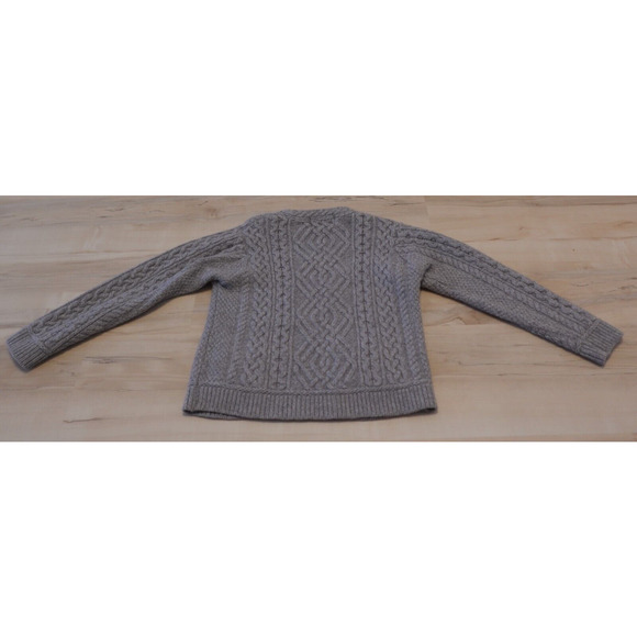 Aran Crafts Women M Sweater Cable Knit Merino Wool Pullover Gray Chunky Marled - Picture 2 of 12